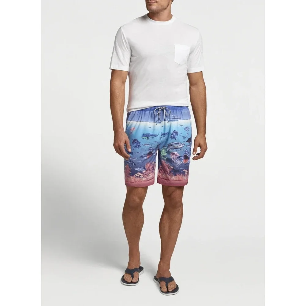 Peter Millar Men's Ocean Traffic Stretch Swim Trunks Size Medium M NEW $98‎